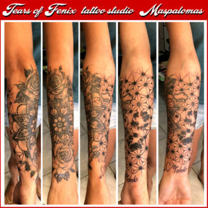flower mandala forearm tattoo
