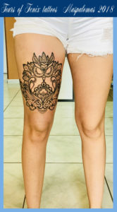 mandala leg tattoo 